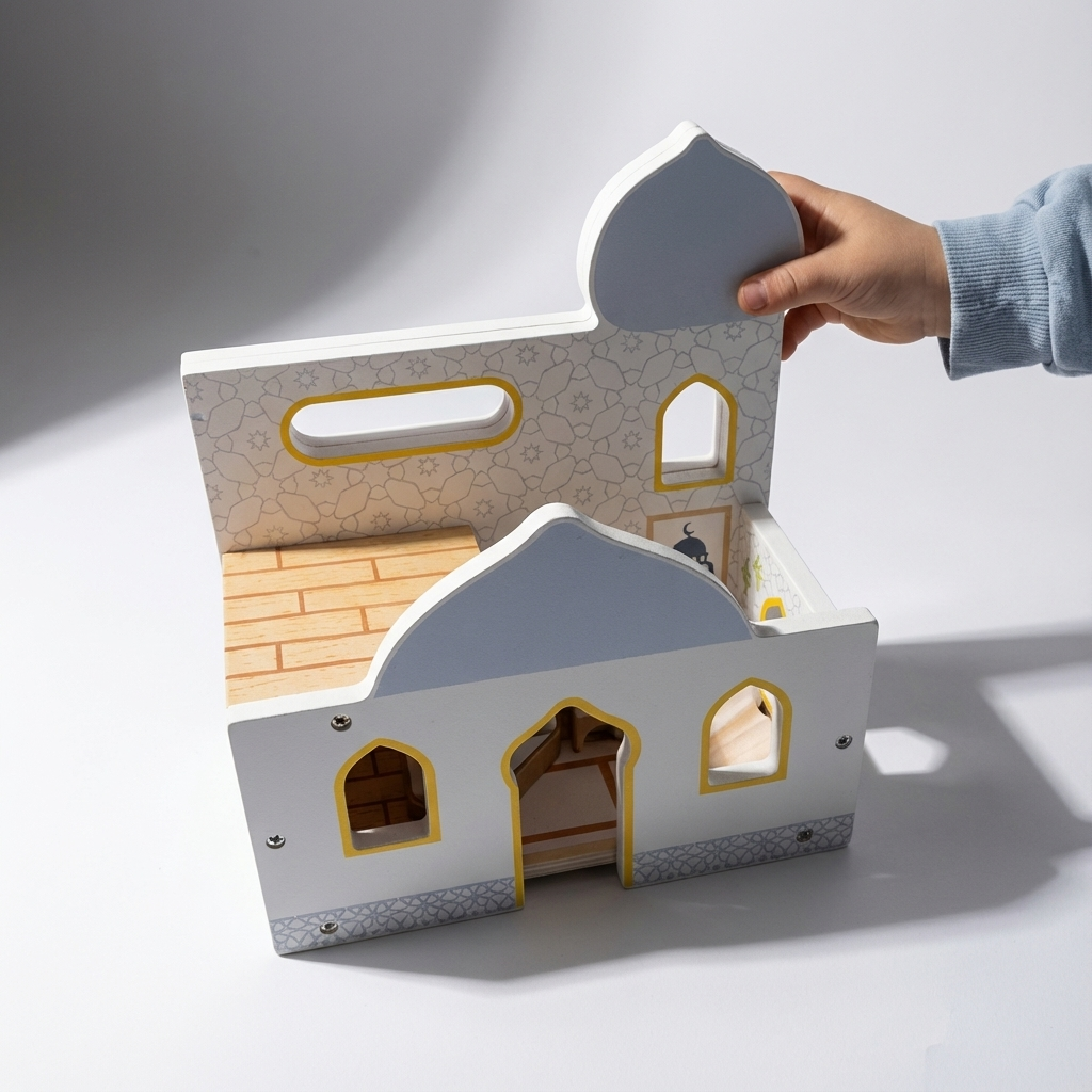Masjid Playhouse – Maison de poupée mosquée pliable, jouet en bois éducatif - Lalaandmo