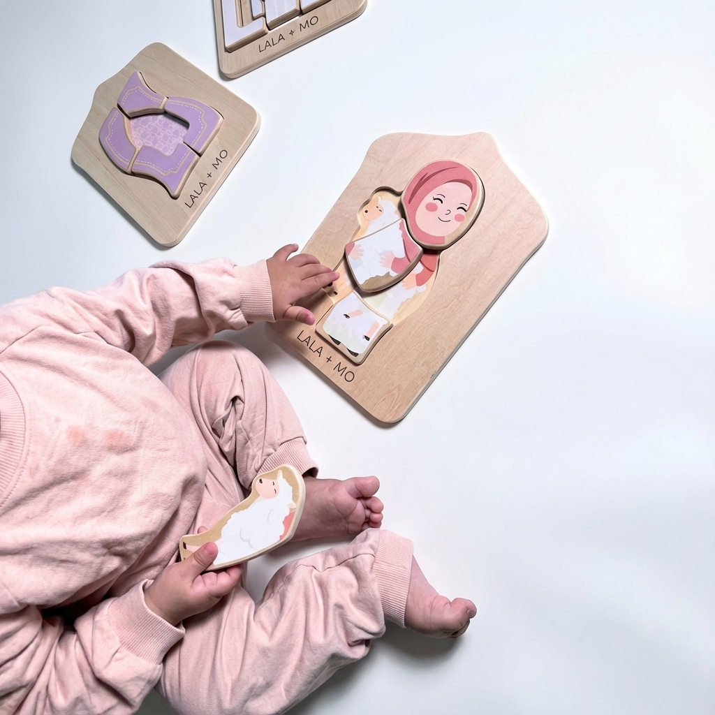 Puzzles islamiques Montessori en bois – Lot de 4 pour éveil et motricité fine - Lalaandmo