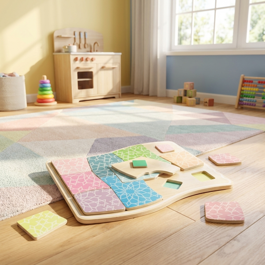 Puzzle en bois Montessori pastel Lalaandmo – Puzzle des couleurs 1-5 ans